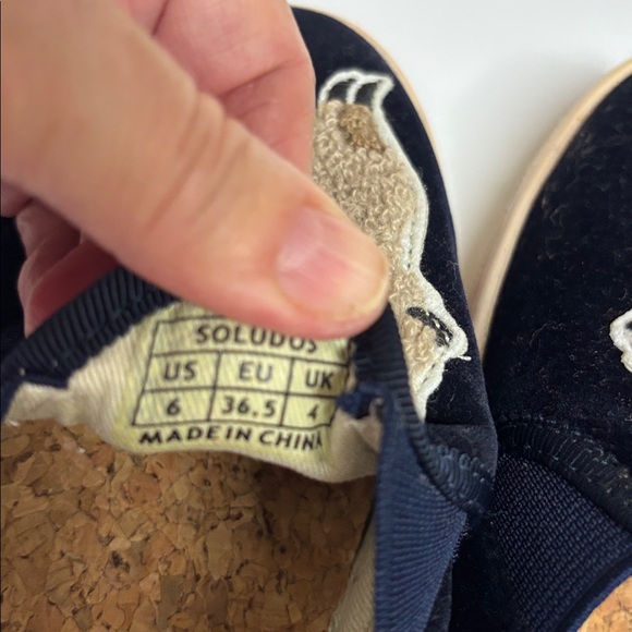 Soludos Navy Velvet Alpaca Embroidered Sneakers - Picture 4 of 5